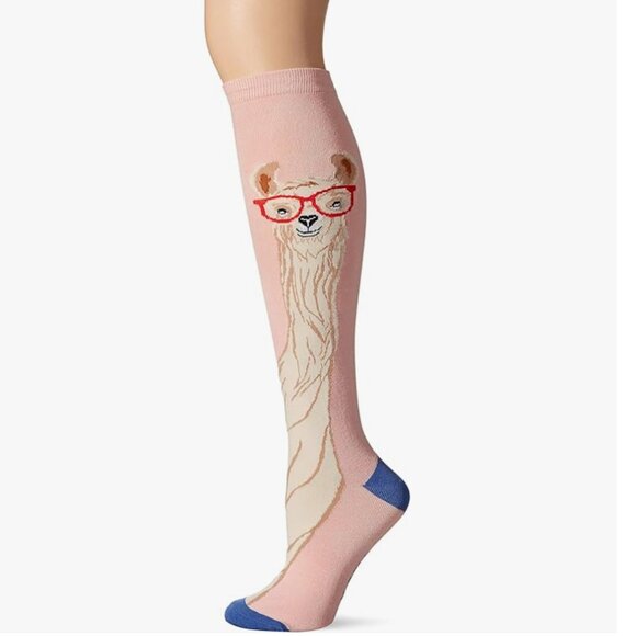 Knee High Socks Llama With Glasses - Picture 3 of 3